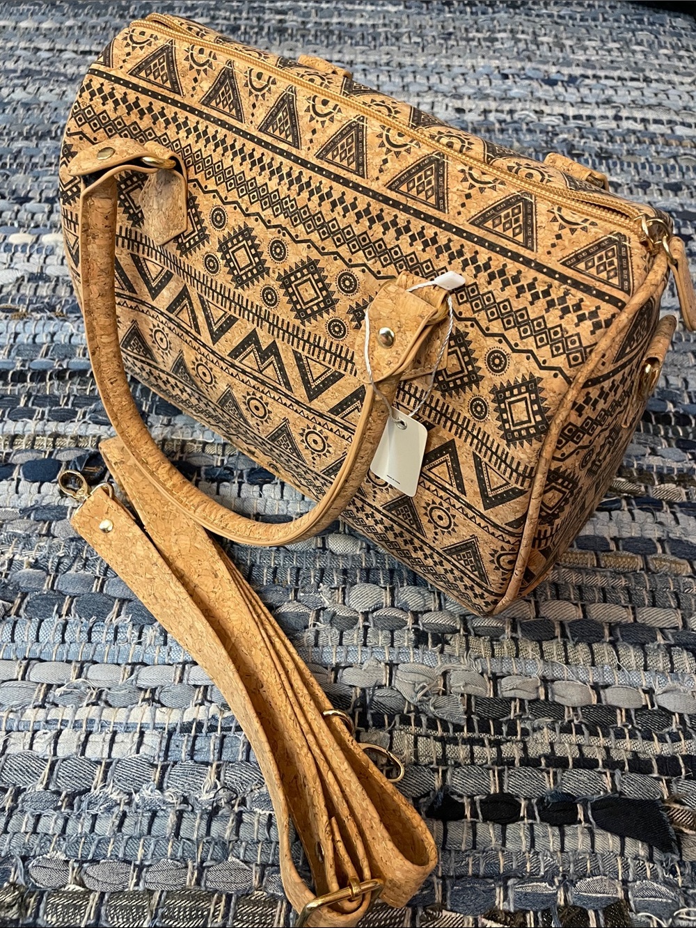 Tribal Cork Satchel in Natural Brown - Picture 5 of 6